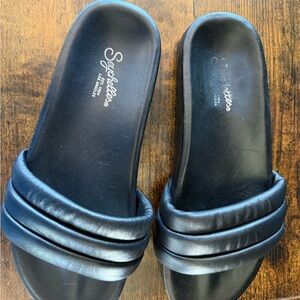 Seychelles Black Leather Slide Sandals